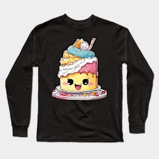 Kawaii Birthday Cake Long Sleeve T-Shirt